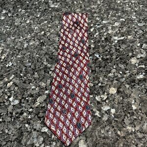 Dior Burgundy and Navy Patterned Tie